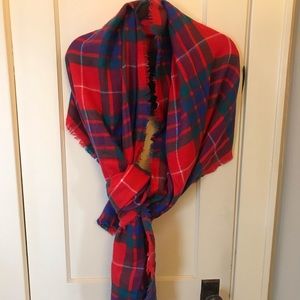 Plaid blanket scarf